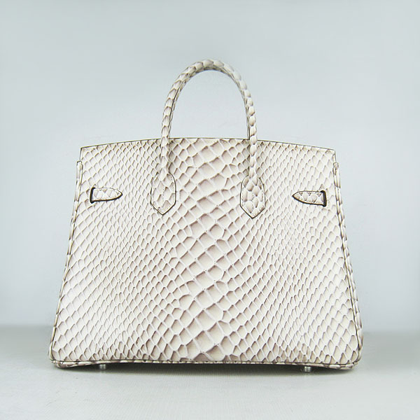 High Quality Fake Hermes Birkin 35CM Fish Veins Leather Bag Cream 6089